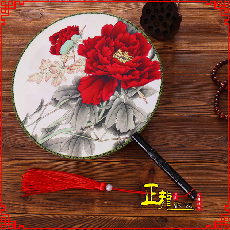 南谯古典中国风团扇空白扇跳舞蹈扇 真丝宫扇