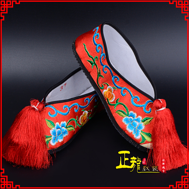 南谯京剧越剧戏曲彩鞋花旦绣花 普平底彩鞋