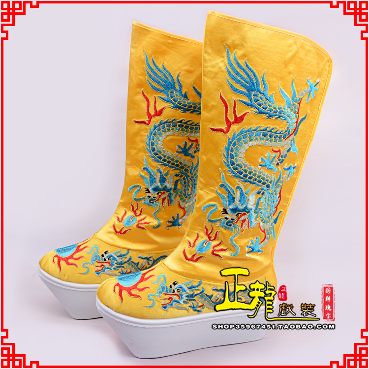 南谯皇帝龙靴变脸靴绣龙靴子厚底官靴 好龙高靴