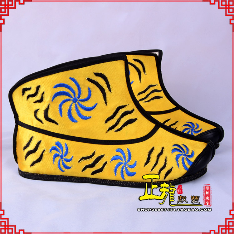 南谯.美猴王靴子虎纹靴金黄快靴 猴鞋